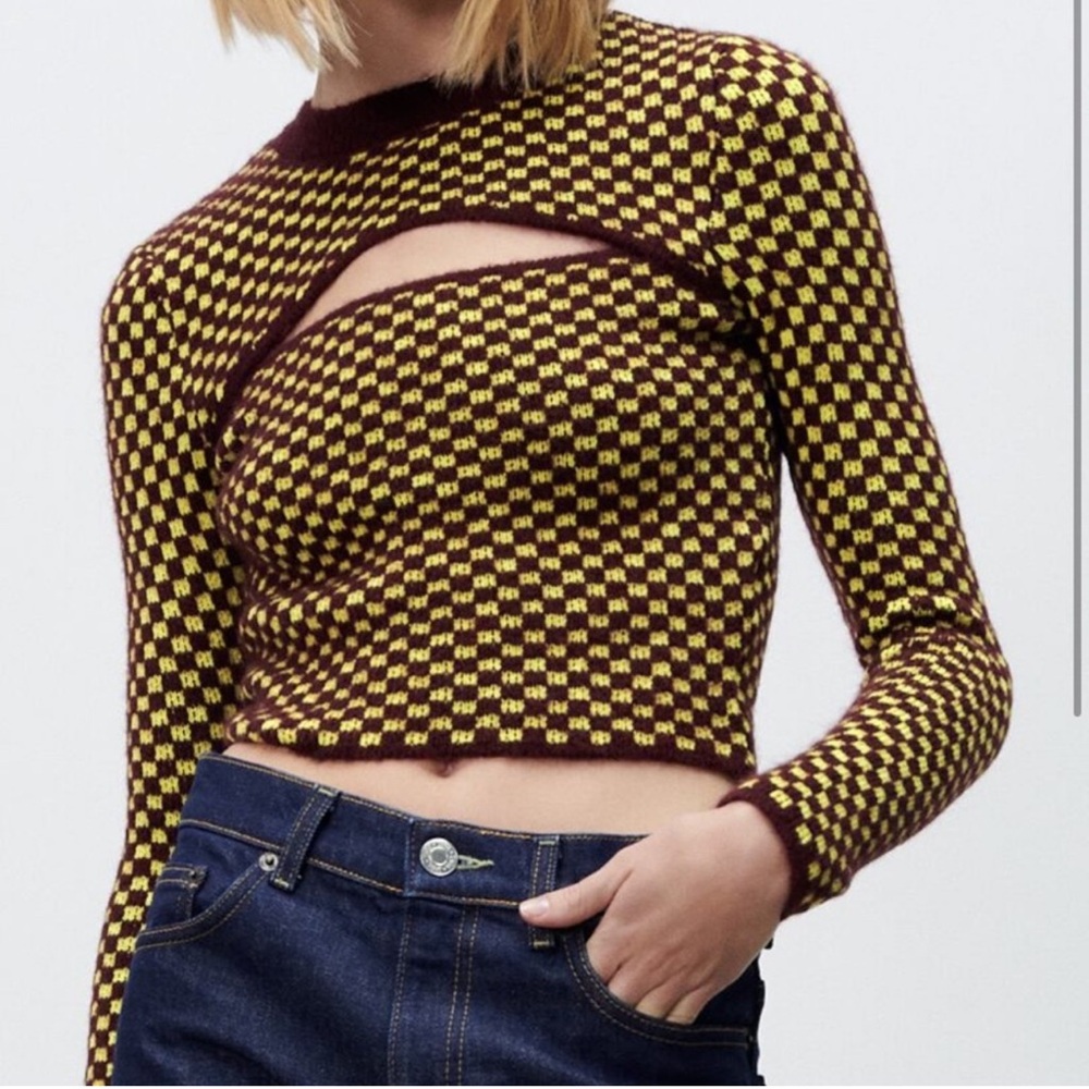 ZARA Cutout Jacquard Sweater Medium